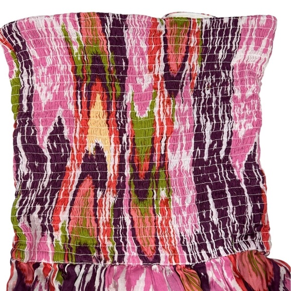 NWT By Anthropologie Purple Motif Strapless Reversible Smocked Mini Dress - Picture 6 of 9